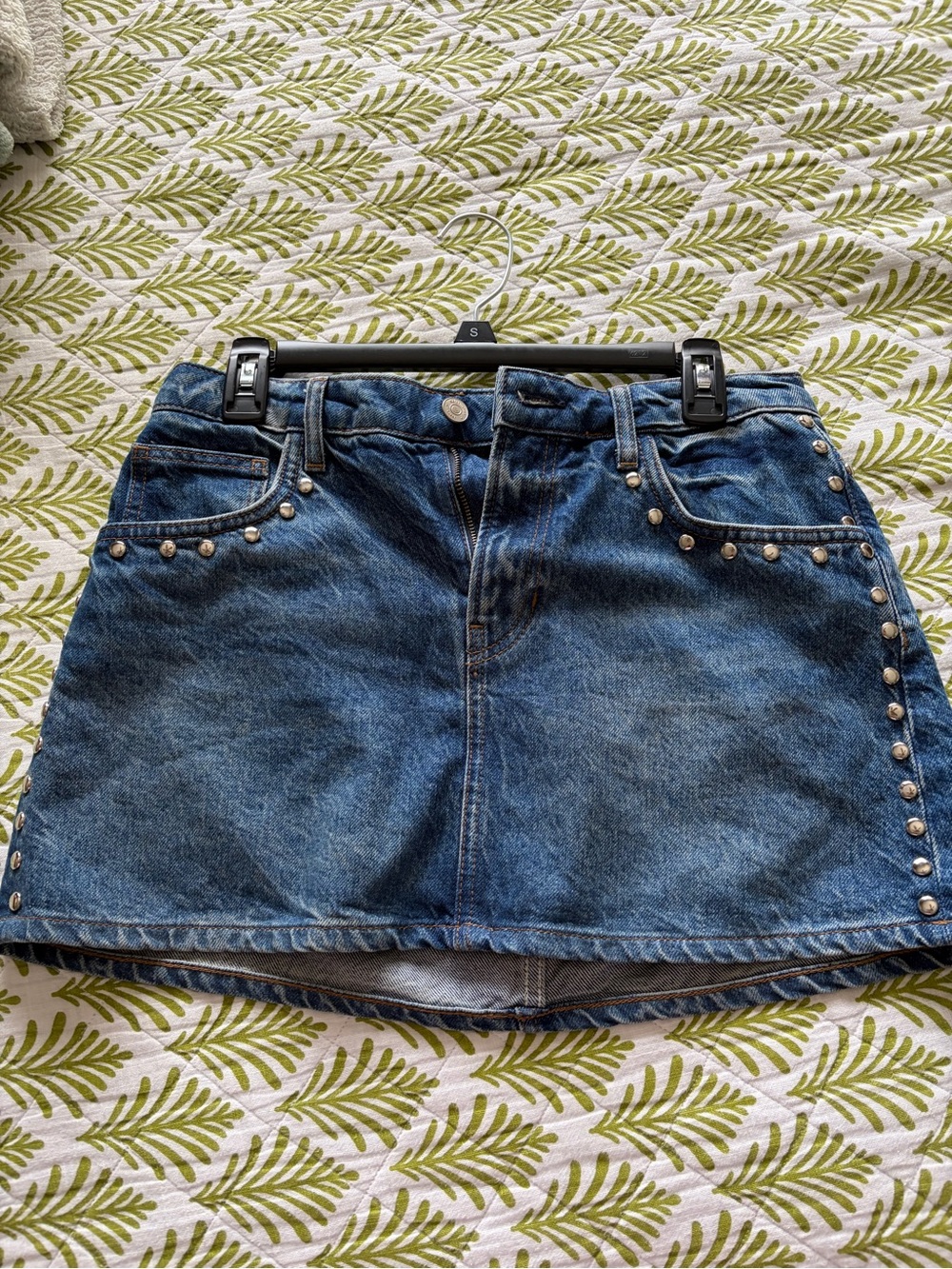 Reformation Hazel Studded Jean Skirt